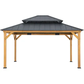 Modante Pavillon , Holz , Zeder , rechteckig , 390x320x450 cm , wetterfest, wetterbeständig, UV-beständig, regenabweisend , Sonnenschutz, Pavillons