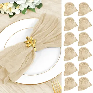30 Stück Mullservietten 50 cm, Gaze-Käsetuch Vintage-Boho-Stoffservietten, Großpackung für Partys, Hochzeiten, Empfänge, Brautpartys, Tischdekorationen – Hellbraun