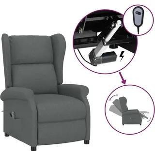 vidaXL Ohrensessel mit Liegefunktion Elektrisch Dunkelgrau Stoff - Grau