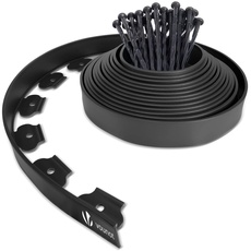 VOUNOT Flexible Rasenkante Kunststoff, mit 30 Erdanker, Länge 10m Höhe 5cm, Schwarz