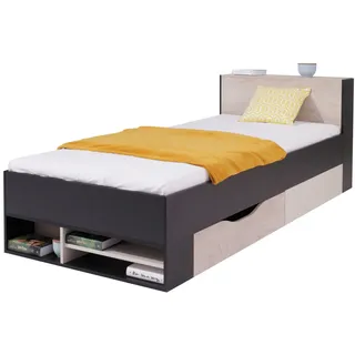 Mirjan24 Jugendbett Planet 90 x 200 cm Holzwerkstoff Eichefarben Schwarz