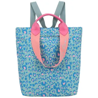 Fritzi Ju Leo Circus Rucksack Nylon Damen Backpack Festival City vegan Leoprint ultraleicht verstellbare Gurte 38 x 30 x 17 cm, Grün