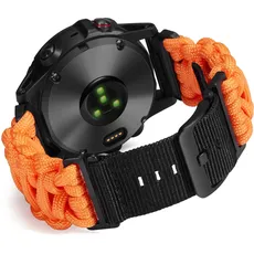 BINLUN Uhrenarmband Kompatibel mit Garmin Paracord 550 26mm Militär Robustes Schnellverschluss Nylon Ersatzarmband für Garmin für Fenix für Enduro für Tactix für D2(Orange,26mm)