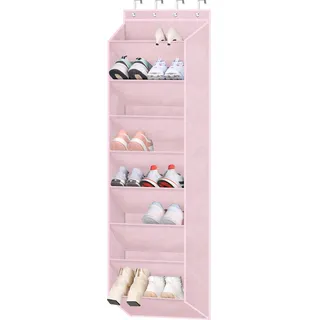 SLEEPING LAMB Schuh-Organizer für Schrank, Kinder-Sneaker-Aufbewahrung zum Aufhängen von Schuhregal für Tür mit großen tiefen Taschen für Kleinkinder, Mädchen, Babyzimmer-Dekor, Rosa
