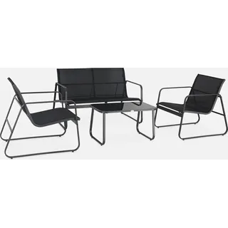 sweeek - Gartenset aus Metall und Textilene für 4 Personen - Anthrazit - Grau