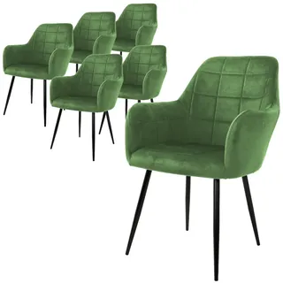 ML-Design Esszimmerstuhl Samt Salbeigrün 6er Set