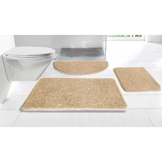 my home Badematte »Glitzer, Badvorleger, Badezimmer Teppich« Höhe 30 mm rutschhemmend beschichtet fußbodenheizungsgeeignet   schnell trocknend   strapazierfähig Badteppich, Akzente durch Glitzer-Garn, beige