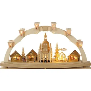 Erzgebirgische Volkskunst Richard Glässer GmbH Schwibbogen Dresdner Frauenkirche mit Pyramide HxB 40 x 80 cm