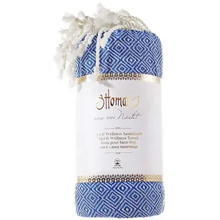 GREENDOOR Rautenmuster Hamam Tuch 1 x 1 cm blau