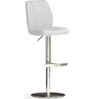 Bistrostuhl MCA FURNITURE "BARBECOOL Barhocker Bistrostuhl Tresenhocker", weiß (weiß, edelstahl gebürstet), B:42cm H:89cm T:52cm, Kunstleder, Stühle, Bistrostuhl, mit Rückenlehne,Bodenplatte rund, 360 drehbar, Sitzhöhe von 56-81 cm