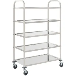 vidaXL 5-Stufiger Servierwagen 107 x 55 x 147 cm Edelstahl - Weiß