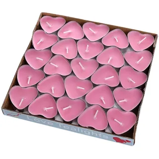 YSTrillion Teelicht Set 50 Herzförmige Kerzen Teelichter,Romantische Liebe Unparfümierte Kerzen,Herz Romantische Teelichter für Geburtstag,Vorschlag,Hochzeit (Pink Heart)