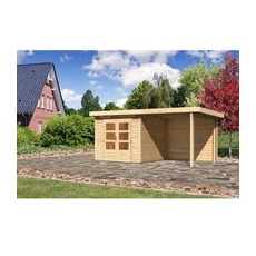 Karibu Holz-Gartenhaus Kumla 3 Natur Pultdach Unbehandelt 240 cm x 240 cm