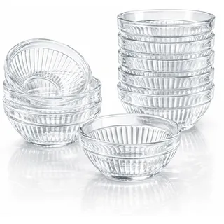 Simaixing Kleine Glasschalen zum Essen, 65 ml, 7,4 x 3,6 cm, klare Dip-Saucenschalen, Mini, stapelbare Quetschschalen für Küche, Dessert, Dips, Snacks, Süßigkeiten, 10 Stück