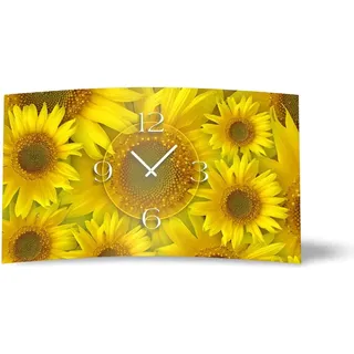 Sonnenblumen Designer Wanduhr modernes Wanduhren Design leise kein ticken dixtime 3D-0148 - Gelb