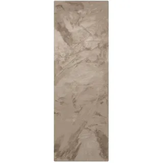 benuta Nest Kunstfell-Teppich Dave Taupe 80x240 cm , Textil , Beton Optik , Rechteckig , 80x240 cm , waschbar , Teppiche und Böden, Teppiche