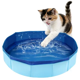 Katzenpool Faltbar Hundepool Klein, Mini Planschbecken für Katzen Pool 50×10cm, Mini Pool für Katzen Hunde Schwimmbecken, Katzenplanschbecken Faltbarer Haustierpool, Welpen Hundeplanschbecken