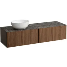 Laufen Il Bagno Alessi Schubladenelement, Steinplatte Marrone Naturale, Ausschnitt links, 160x50x37cm, zu WT-Schale H81897 5, H432352097, Farbe: Noce Canaletto