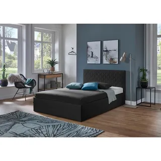 Polsterbett "Danzig", schwarz, L:210cm, Bezug: Kunstleder 100% Polyurethan, Polsterung: Polsterwatte, Material Gestell: gepolsterter Holzwerkstoff, WESTFALIA SCHLAFKOMFORT, Betten, Polsterbett, inkl. Bettkasten bei Ausführung mit Matratze, Härtegrade H2,H3 & H4