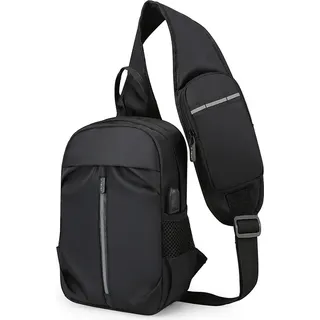 Herren-Brusttasche mit neuer hoher Kapazität Oxford-Stoff-Crossbody-Brusttasche Outdoor-Reise-One-Schulter-Rucksack, schwarz - Schwarz