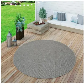 Paco Home Teppich »Timber 125« rund 4 mm Höhe Flachgewebe, Sisal Optik, In- und Outdoor geeignet, Wohnzimmer, grau