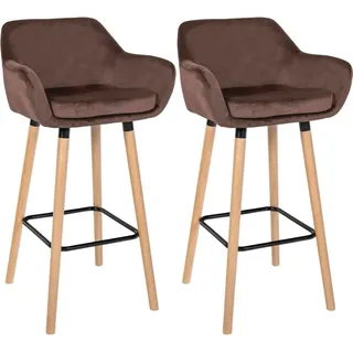 Barhocker, Samthocker, hoher Sitzkomfort - Modern - Buchenholz | Farbe: Kaffee