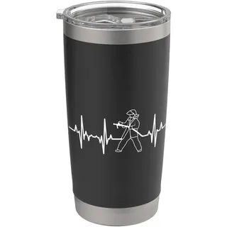 Feuerwehrmann Herzlinie Feuerwehr EKG Herzschlag Doppelwandiger Edelstahl-Thermobecher