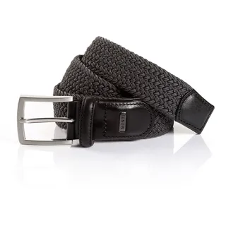 Flechtgürtel MONTI "HAMBURG", Herren, Gr. 85, grau (dunkelgrau), Materialmix, unifarben, Gürtel Flechtgürtel, 3,5 cm breit, Elastischer Flechtgürtel, Casual-Business-Sportiv, Topseller