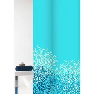 Grund Duschvorhang , Weiß , Kunststoff , Koralle , 180x200 cm , Oeko-Tex® Standard 100, Made in Europe , Heimtextilien, Badtextilien, Duschvorhänge