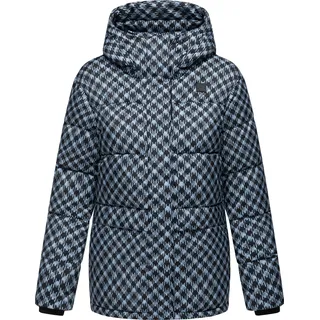 Ragwear Steppjacke "Steppjacke Wikesh Print" mit Kapuze Wasserdichte Damen Winterjacke mit Hahnentritt-Muster, cloud