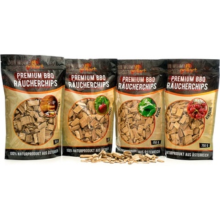 grillart® Premium BBQ Räucherchips Mix 4er XL Set für das besondere Raucharoma – sehr rauchaktives Räucherholz/Holzhackschnitzel – Vorteilspack 4x 750g Beutel