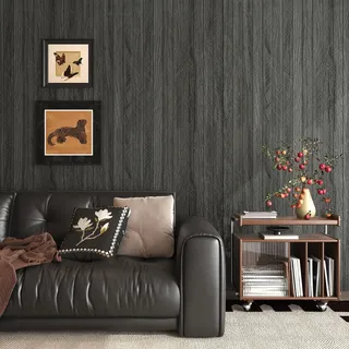 Livelynine Dicke Tapete Selbstklebend Holzoptik Schwarz 30CMx5M Wandtapete Selbstklebend Holzoptik Dunkel Wandpaneele Selbstklebende Holz Muster Wohnzimmer Flur Esszimmer Holzpaneele Wand Landhaus