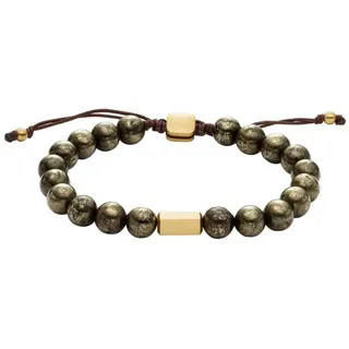 Fossil Schmuck Geschenk Armband Edelstahl Nylon mit Pyrit braun 25 cm