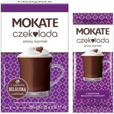 MOKATE® Hot Chocolate Trinkschokolade | 8 Säckchen 200g | Geschmack: Salzkaramell | Trinkschokolade lösliches Instant Getränkepulver Smooth & Creamy Kakao Pulver Getränke