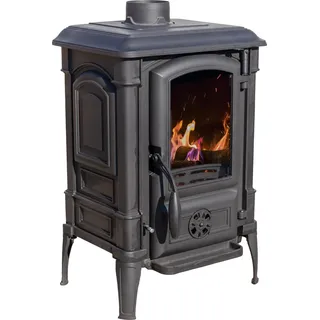 Kaminofen Gusseisen Ofen Antik Holz Guca Arina Holzofen Klein 6,5 kW Kamin Gusseisenofen Dauerbrandofen Werkstattofen Hüttenofen Heizofen - Schwarz