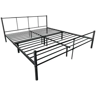 [en.casa] Metallbett Laos 180x200 cm Bettgestell mit Lattenrost Bettrahmen Stahl Schwarz - Schwarz
