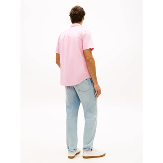 Kurzarmhemd TOMMY HILFIGER "FLEX POPLIN SOLID", Herren, Gr. L (52), N-Gr, pink (classic pink), Web, Obermaterial: 100% Baumwolle, unifarben, regular fit normal, Rundhals, eingesetzt abgesteppte Kante, Hemden Kurzarmhemd, Regular fit mit Button-Down-Kragen