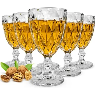 6 Weingläser mit Schliff 300ml auf Fuß Rotweingläser Weißweingläser Trinkgläser Gabi - Transparent