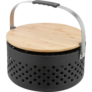 Raucharmer Holzkohlegrill Ø 37,3 x 37 cm inkl. Bambus-Schneidebrett