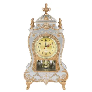 Vintage-Stil, Kunststoff-Tischuhr, antikes Zuhause, Hotel, dekorative Schreibtischwecker (weiß)