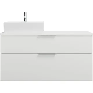 burgbad Eqio Keramik-Aufsatzwaschtisch quadratisch, links, inklusive Waschtischunterschrank mit 2 Schubladen, Breite 1200mm, SGUQ120LF6582C0001G0146