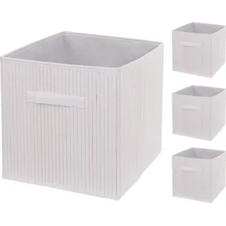 4er-Set Faltbox HWC-C21, Korb Aufbewahrungskorb Ordnungsbox Sortierbox Aufbewahrungsbox, Bambus 32x32x32cm weiß - Weiß