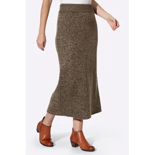 Strickrock HEINE, Damen, Gr. 50, schoko, sesam, meliert, 69% Polyacryl, 15% Baumwolle, 11% Viskose, 5% Wolle, gemustert, mehrfarbig, meliert, lang, Röcke Strickrock