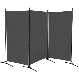 Monucep 260 x 180cm Paravent Raumteiler 3 Teilig klappbar, Freistehend Trennwand, Umkleide Sichtschutz Wand Raumtrenner, Stellwand für innen Outdoor Garten Büros Terrasse, Dunkelgrau