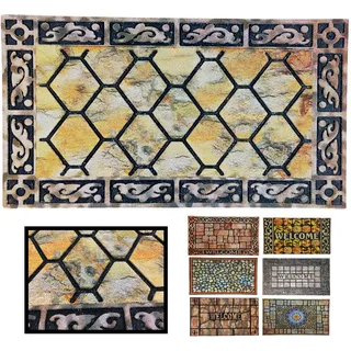 LUCA HOME Fußmatte für den Eingangsbereich aus Gummi, Texas, 45 x 75 cm, Form der Unterseite, rutschfest, leicht zu reinigen, saugfähig, gepolstert, Fußmatte, für Innen- und Außenbereich (Rüten)