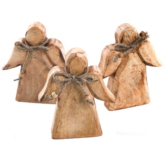 Logbuch-Verlag 3 Holzengel 15 cm Massive Engel Figur aus Holz Schutzengel Geschenk Weihnachten Deko Geschenk Geburtstag