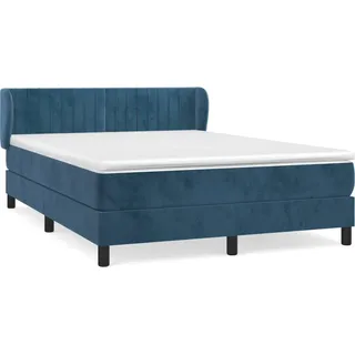 vidaXL Boxspringbett mit Matratze Dunkelblau 140x190 cm Samt - Blau