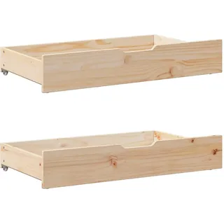 vidaXL Bettschubladen Mit Rollen 2 Stk. 90/55/17 Cm Massivholz Kiefer , Braun , Holz , Schlafzimmer, Betten, Bettgestelle- Einzelteile, Bettkästen