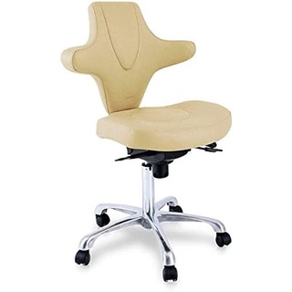 QUIRUMED Hocker mit ergonomischer Rückenlehne und attraktivem Design, beige Farbe, Metallstruktur, Kunstleder, höhenverstellbar, Rückenlehnenneigung, bis zu 150 kg