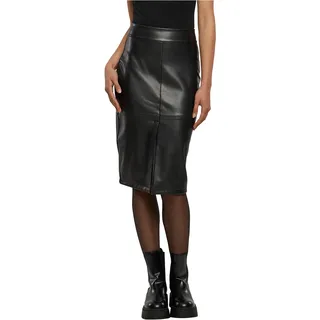 Urban Classics Ladies Synthetic Leather Pencil Skirt Frauen Mittellanger Rock schwarz
